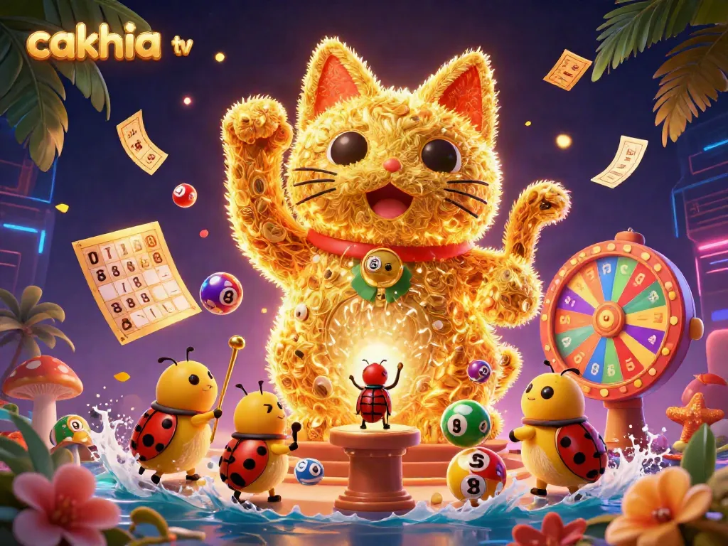 Experience vibrant casino excitement with cakhia tv as golden fireflies celebrate luck and winnings.
