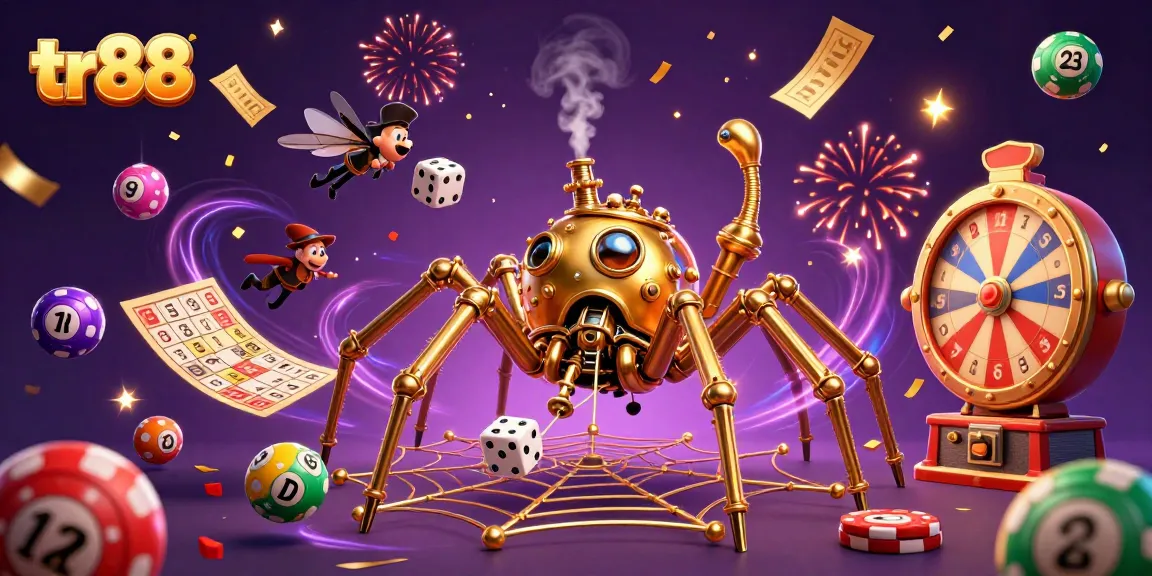 Engage with tr88's vibrant casino scene featuring steampunk characters and dynamic lottery elements.